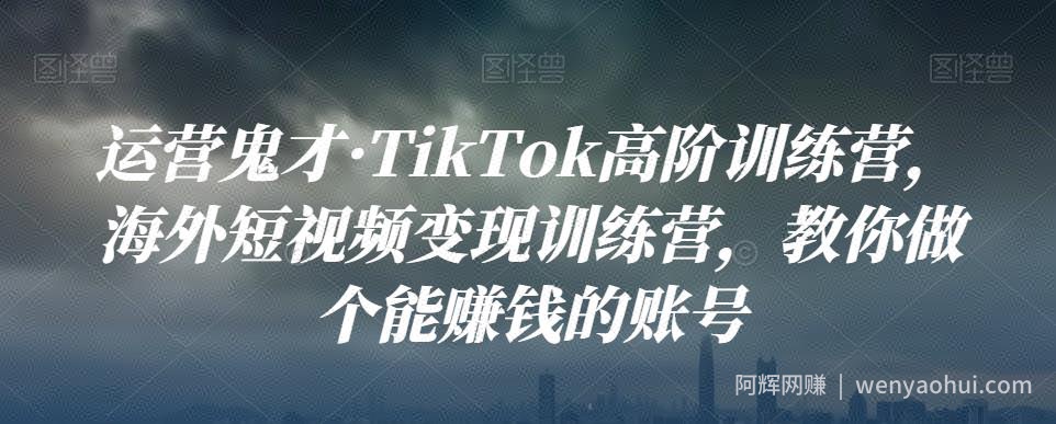 运营鬼才·TikTok高阶训练营，海外短视频变现训练营，教你做个能賺米的账号