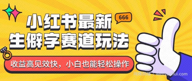 小红书最新生僻字赛道玩法，收益高见效快，小白也能轻松操作
