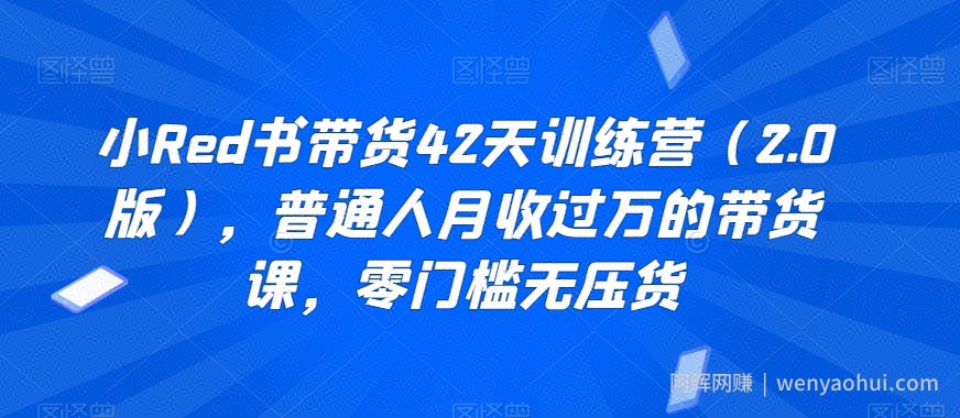小Red书带货42天训练营（2.0版），普通人月收过万的带货课，零门槛无压货