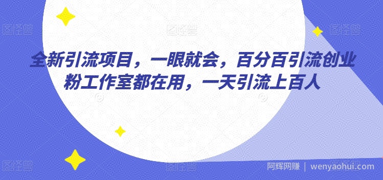 全新引流项目，一眼就会，百分百引流创业粉工作室都在用，一天引流上百人