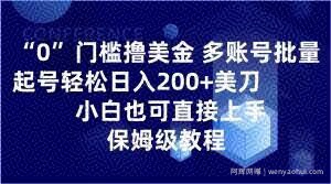 0门槛撸美金，多账号批量起号轻松日入200+美刀，小白也可直接上手，保姆级教程【揭秘】