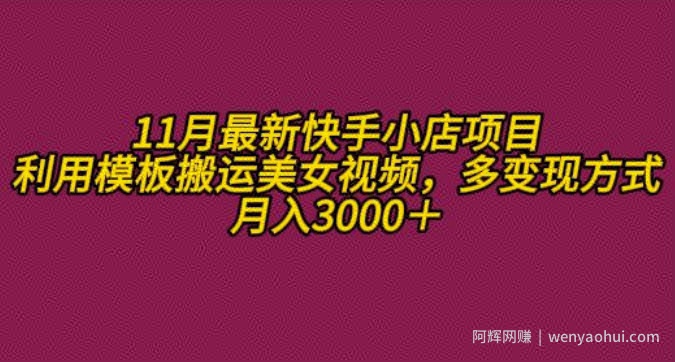 11月K总部落快手小店情趣男粉项目，利用模板搬运美女视频，多变现方式月入3000+