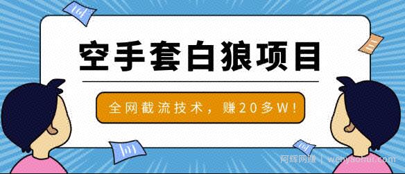 2020最新空手套白狼项目，全网批量截流技术，一个月实战成功赚20多W+