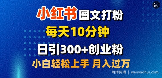 2月小红书图文打粉，每天10分钟，日引300+创业粉，小白轻松月入过W