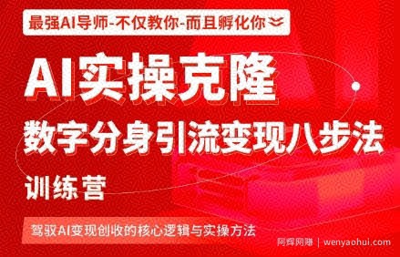 AI实操克隆：数字分身引流变现八步法训练营，驾驭AI变现创收的核心逻辑与实操方法