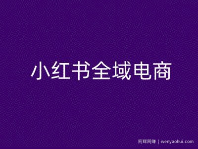 小红书全域电商，小红书电商教程
