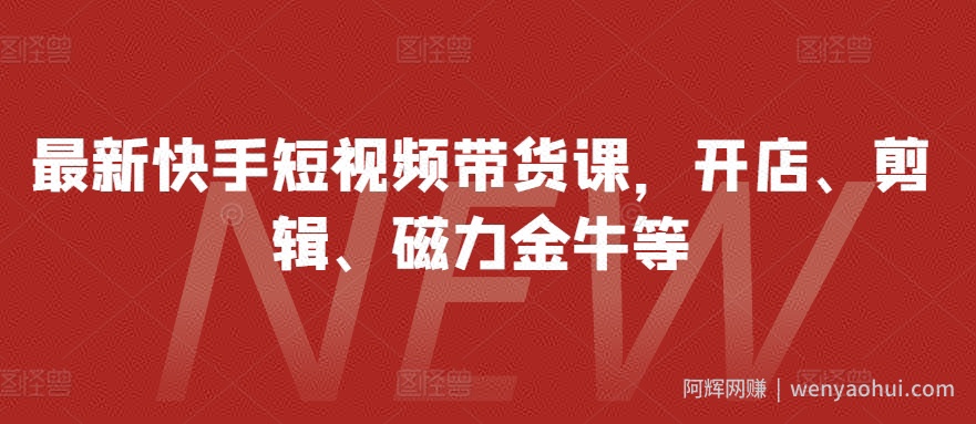 最新快手短视频带货课，开店、剪辑、磁力金牛等