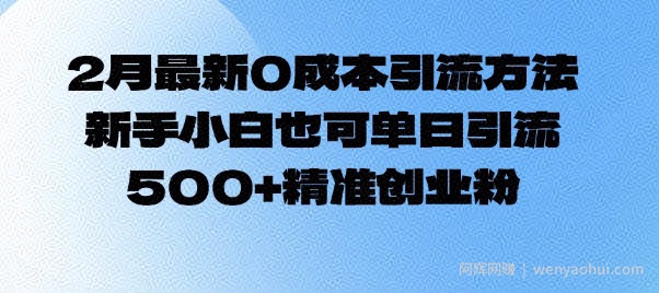 2月最新0成本引流方法，新手小白也可单日引流500+精准创业粉