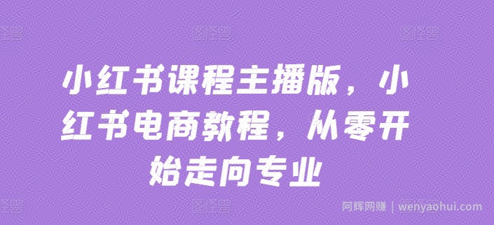 小红书课程主播版，小红书电商教程，从零开始走向专业