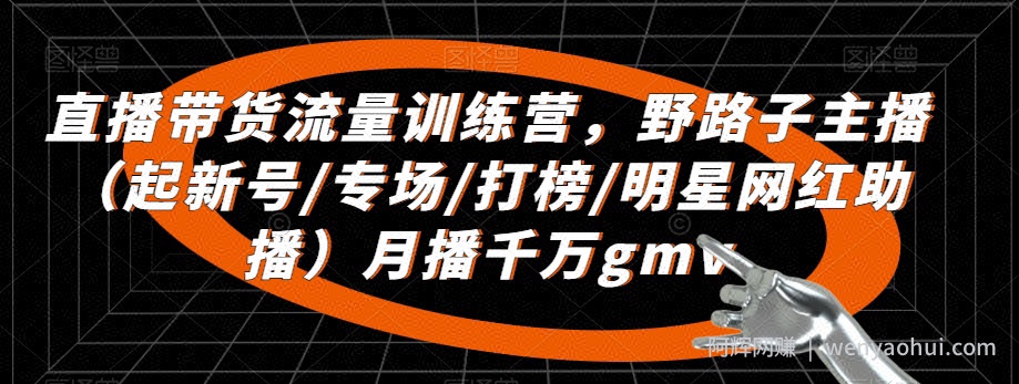 直播带货流量训练营，​野路子主播（起新号/专场/打榜/明星网红助播）月播千万gmv