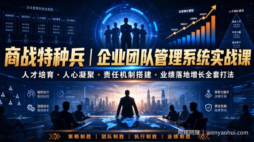 商战特种兵|企业团队管理系统实战课人才培育・人心凝聚・责任机制搭建・业绩落地增长全套打法