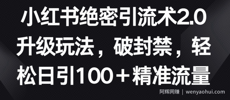 小红书绝密引流术2.0升级玩法，破封禁，轻松日引100+精准流量【揭秘】