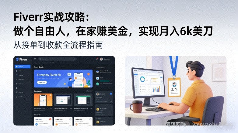 Fiverr实战攻略，做个自由人，在家賺美金，实现月入6k美刀