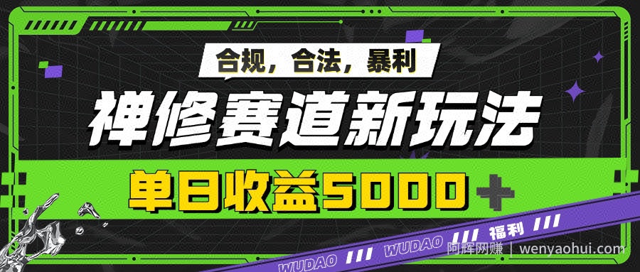 暴利禅修赛道新玩法，合规合法，单日收益5k