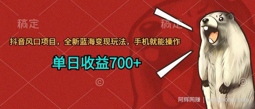 抖音风口项目，全新蓝海变现玩法，手机就能操作，单日收益700+