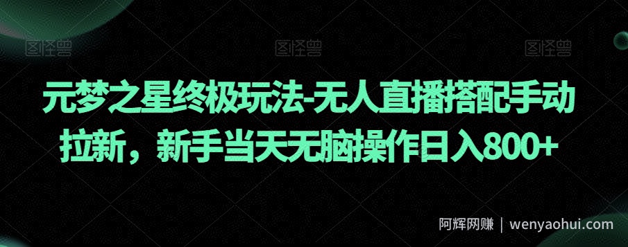 元梦之星终极玩法-无人直播搭配手动拉新，新手当天无脑操作日入800+【揭秘】