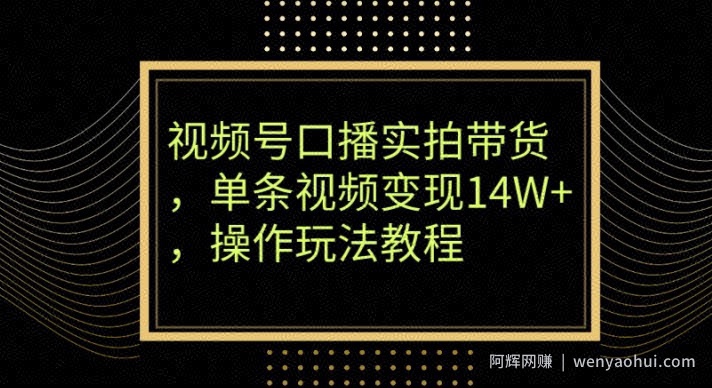 视频号口播实拍带货，单条视频变现14W+，操作玩法教程