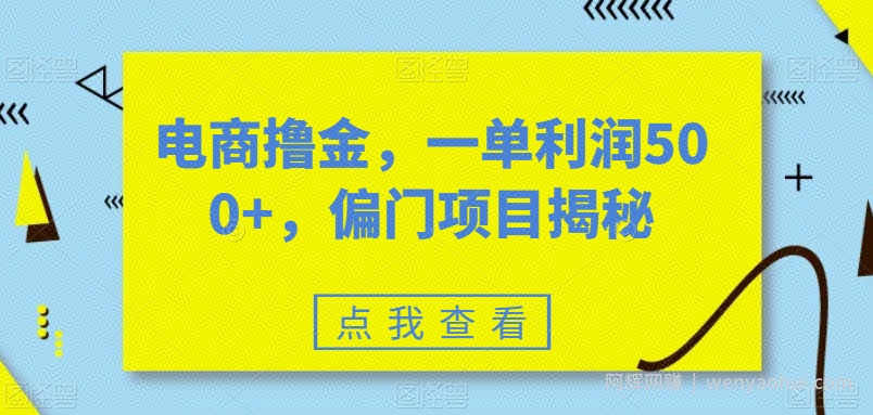 电商撸金，一单利润500+，偏门项目揭秘