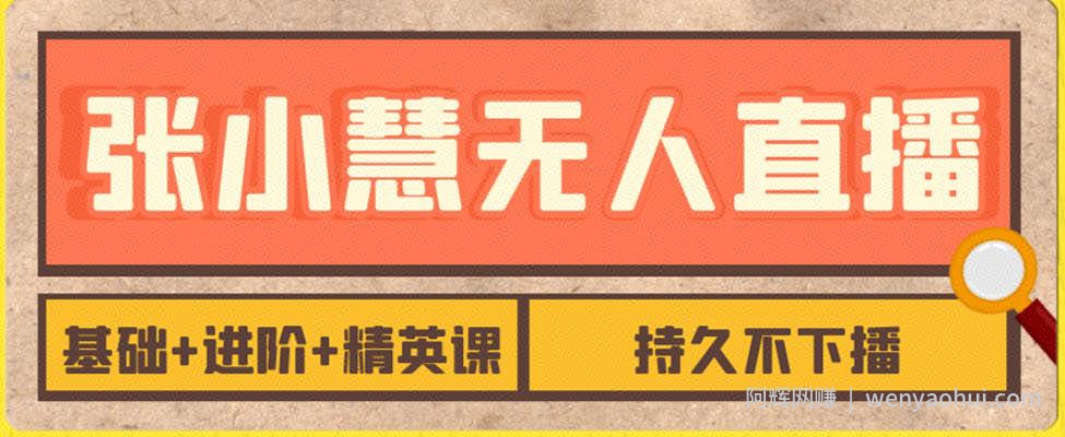 张小慧无人直播精英课，基础+进阶+精英课，持久不下播