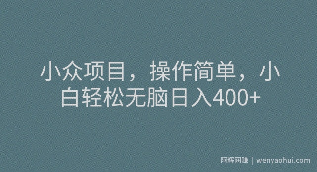 小众项目，操作简单，小白轻松无脑日入400+