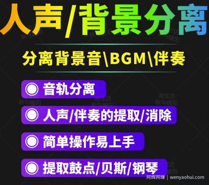 【短视频必备】人声分离软件背景音去除BGM人声伴奏提取消除音轨分离降噪