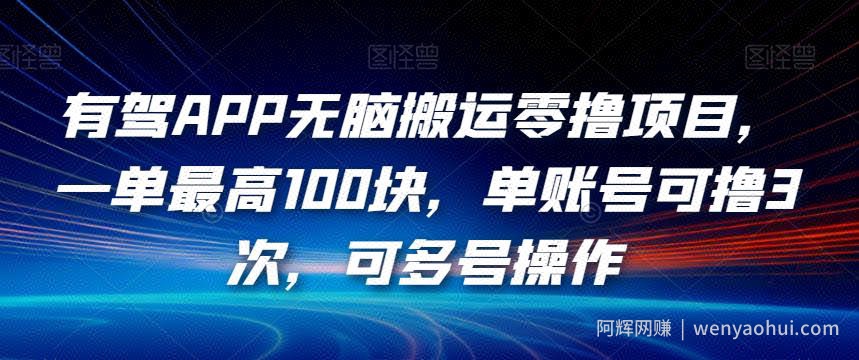 有驾APP无脑搬运零撸项目，一单最高100块，单账号可撸3次，可多号操作【揭秘】