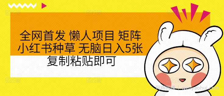 全网首发 懒人项目 矩阵小红书种草 无脑日入5张 复制粘贴即可