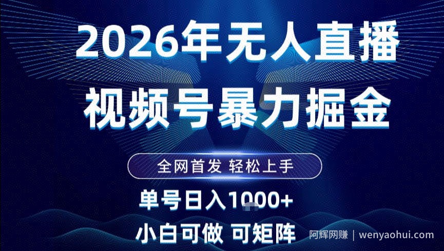 2026最新视频号无人直播掘金，全网首发，小白可以玩，长期稳定日入1k+【揭秘】