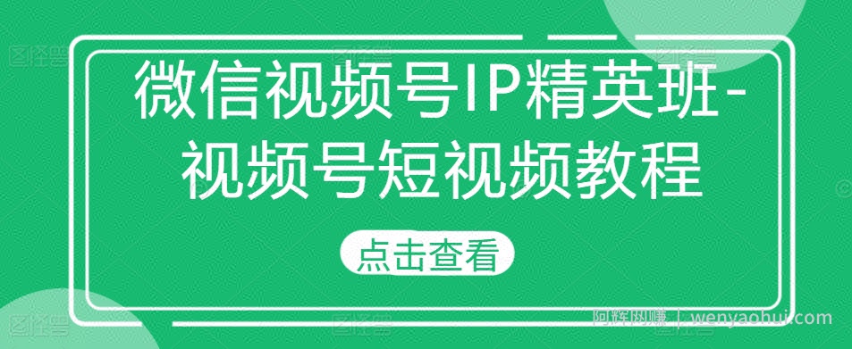 微信视频号IP精英班-视频号短视频教程