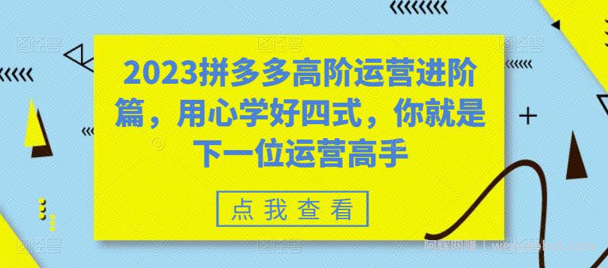 2023拼多多高阶运营进阶篇，用心学好四式，你就是下一位运营高手