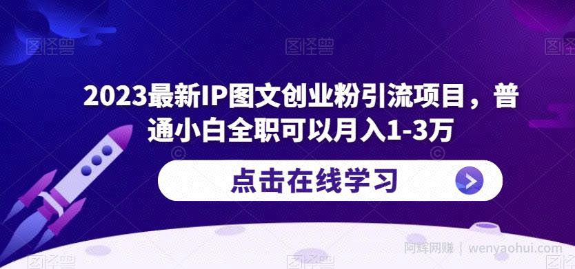 2023最新IP图文创业粉引流项目，普通小白全职可以月入1-3万