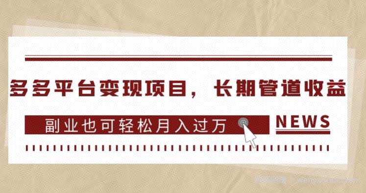 多多平台变现项目,长期管道收益,副业也可轻松月入过万