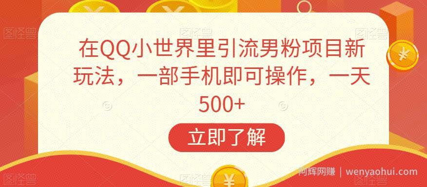 在QQ小世界里引流男粉项目新玩法，一部手机即可操作，一天500+【揭秘】
