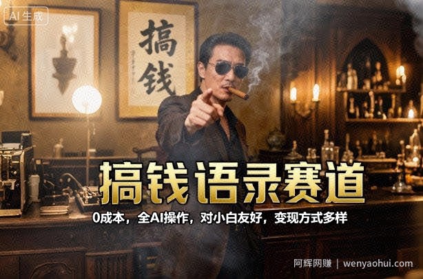 搞钱语录赛道，0成本，全AI操作，对小白友好，变现方式多样