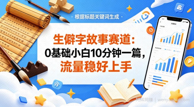 公众号流量主——生僻字故事赛道，流量稳，好上手，0基础小白也能10分钟一篇