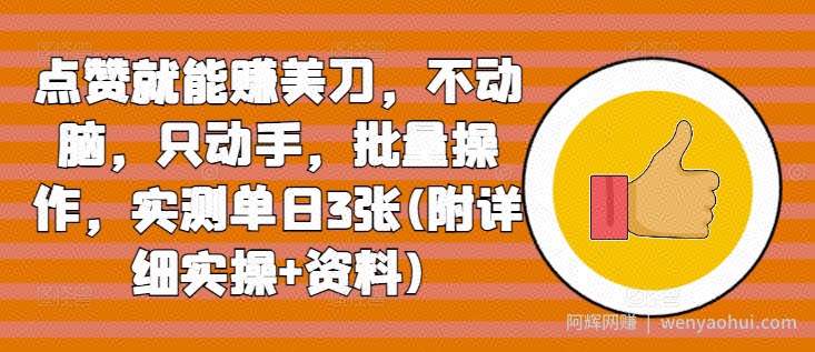 点赞就能赚美刀，不动脑，只动手，批量操作，实测单日3张(附详细实操+资料)