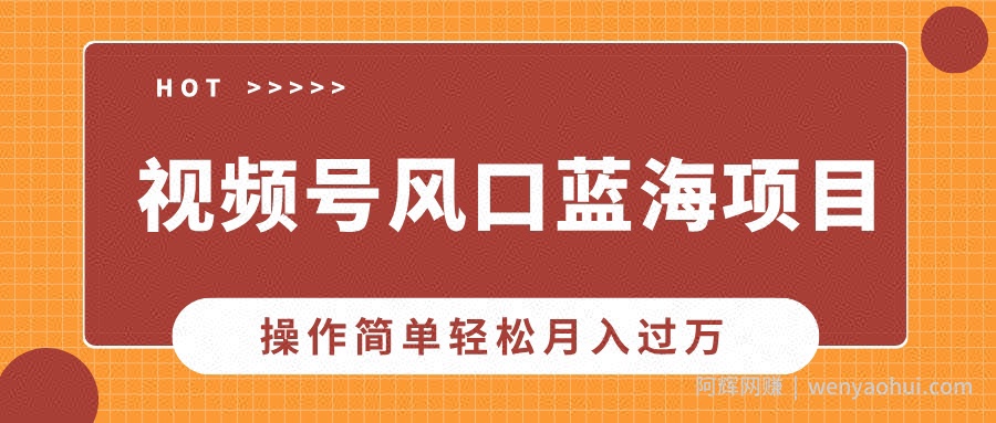 视频号风口蓝海项目，中老年人的流量密码，操作简单轻松月入过W