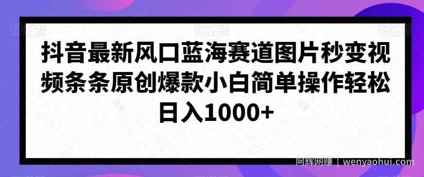 抖音最新风口蓝海赛道图片秒变视频条条原创爆款小白简单操作轻松日入1000+