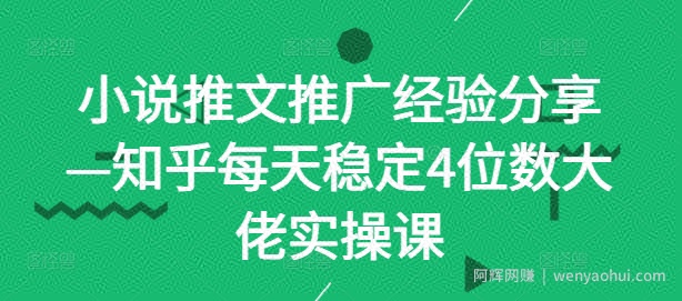小说推文推广经验分享—知乎每天稳定4位数大佬实操课