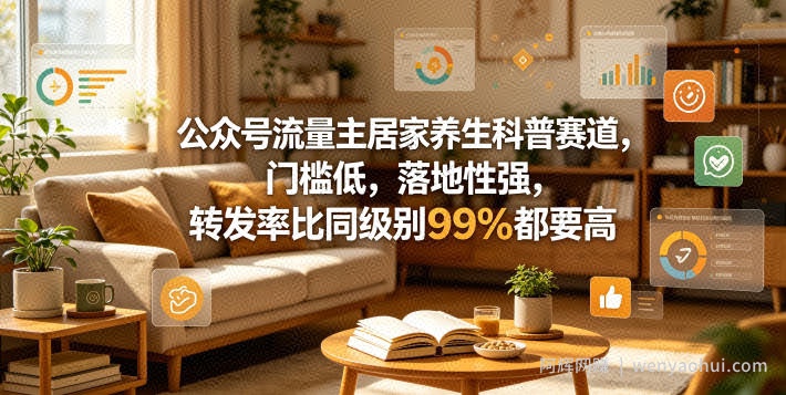 公众号流量主居家养生科普赛道，门槛低，落地性强，转发率比同级别99％都要高