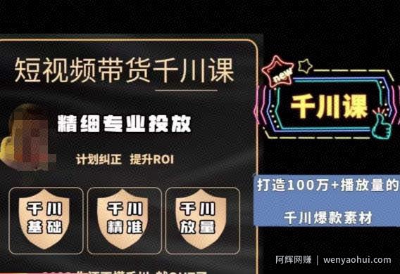短视频带货-千川专业投放课，​精细化专业投放，计划纠正，提升ROI