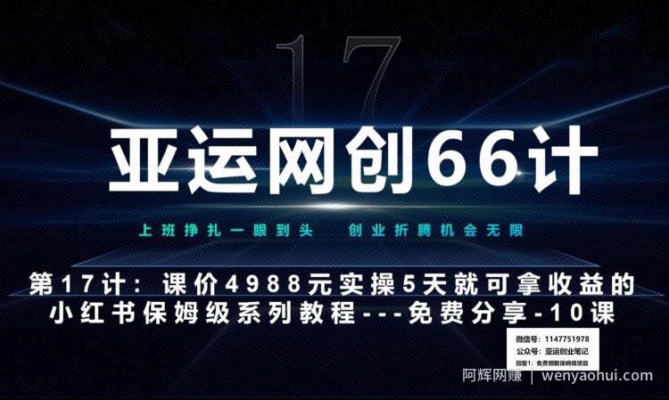 亚运网创66计第17计：小红书实战系列第10课--小红书闭幕课，闭环式跑通的项目--数码壁纸超额利润