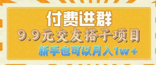 付费进群9.9交友搭子项目，熟练可矩阵操作，月收益过W