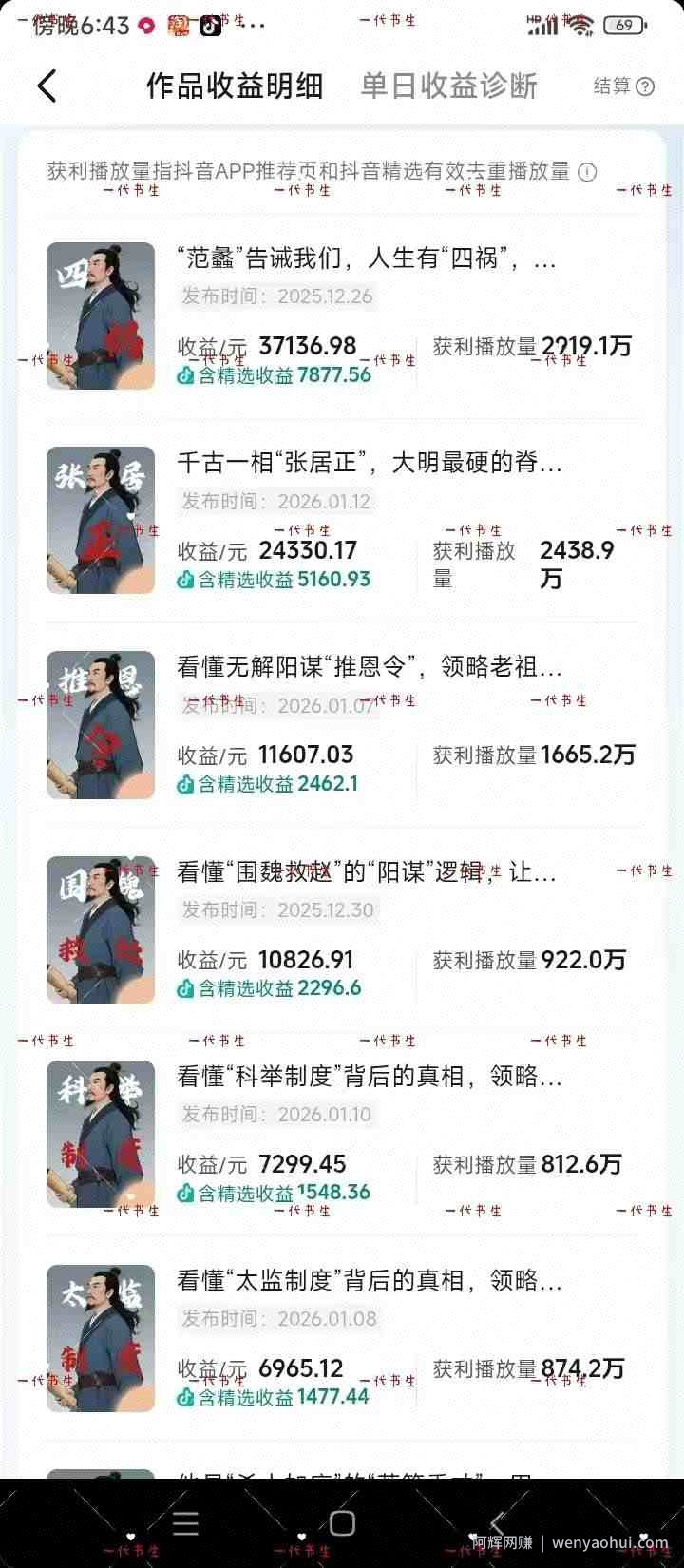 抖音300w粉丝博主的政史类科普视频教学，有大流量扶持，拿伙伴伙伴+精选独家双份收益