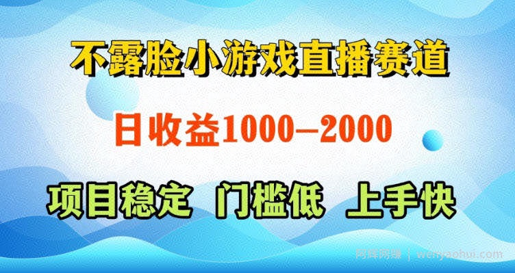 不露脸小游戏直播赛道，日收益500-1k+，可全自动AI玩，可脚本玩，可真人玩，项目稳定，上手快【揭秘】