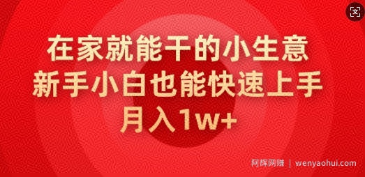 在家就能干的小生意，新手小白也能快速上手，月入1w
