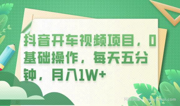 抖音开车视频项目，0基础操作，每天五分钟，月入1W+【揭秘】