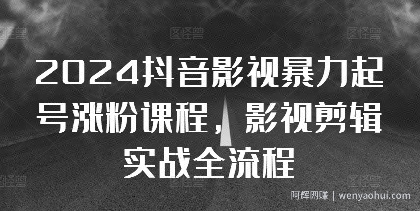 2024抖音影视暴力起号涨粉课程，影视剪辑搬运实战全流程