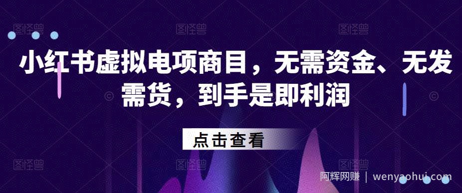 小红书‬虚拟电项商‬目，无需资金、无发需‬货，到手是即‬利润