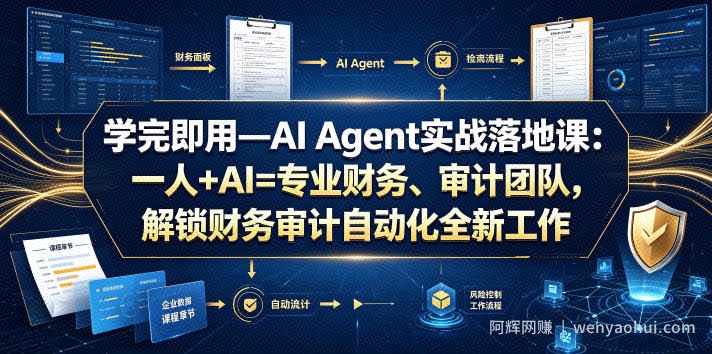 学完即用—AI Agent实战落地课：一人+AI=专业财务、审计团队，解锁财务审计自动化全新工作模式